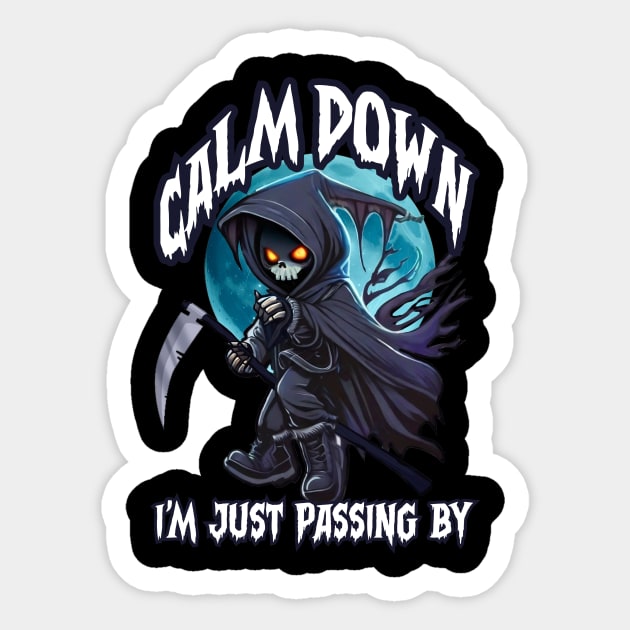 Death Rides a Scythe - Just Passing by Sticker by SergioCoelho_Arts